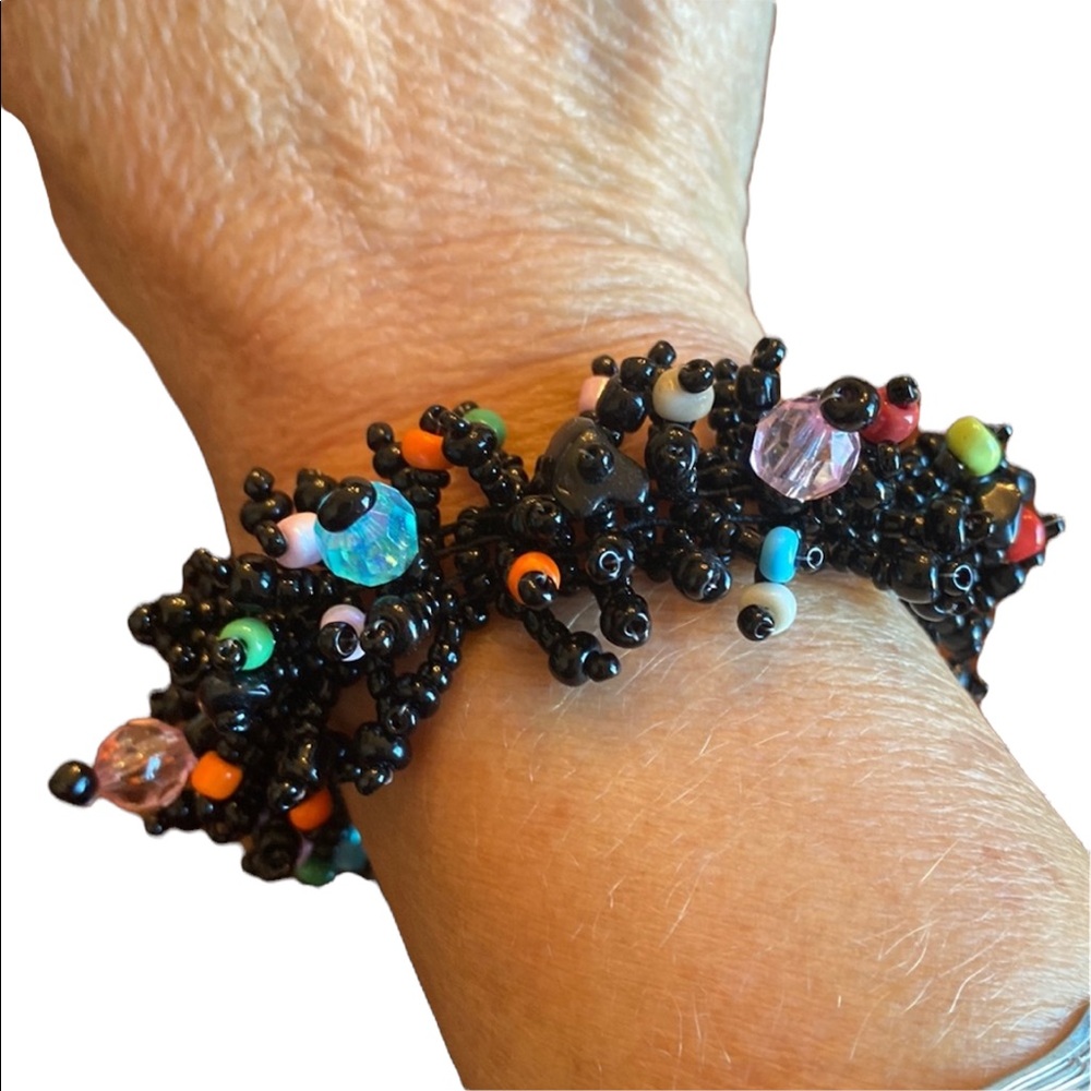 Black and Multicolored Beaded Bracelet
